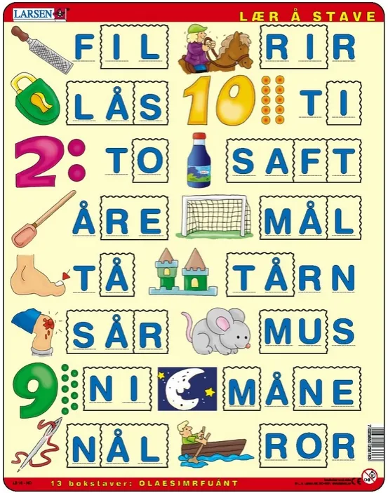 Puzzle Cadre - Apprendre à épeler 2 (en Norvégien)