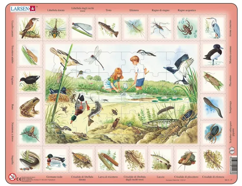 Puzzle Cadre - Animaux du Lac (en Italien)