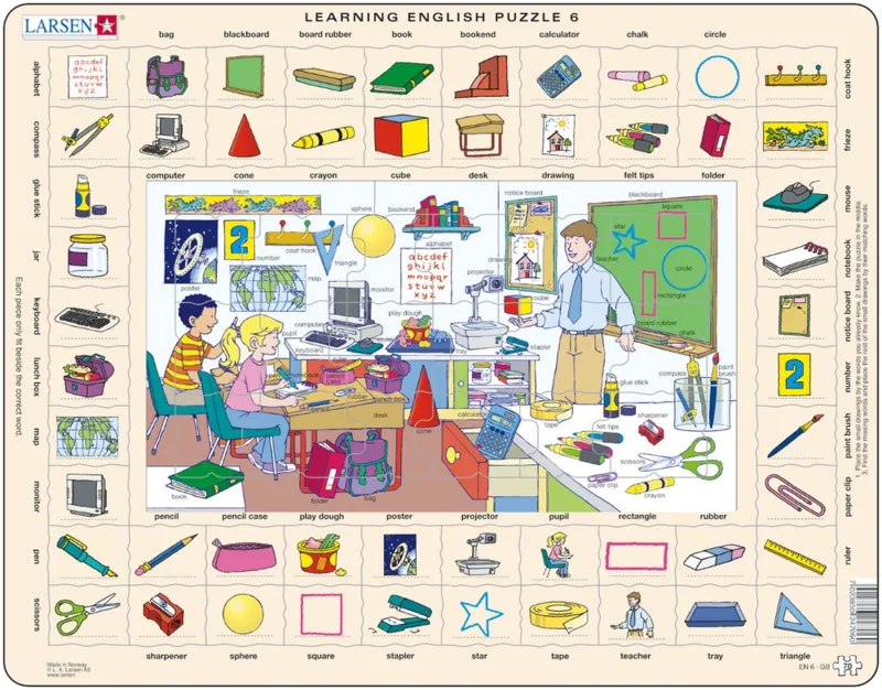 Puzzle Cadre - Apprendre l'Anglais 6 : L'Ecole (en Anglais)