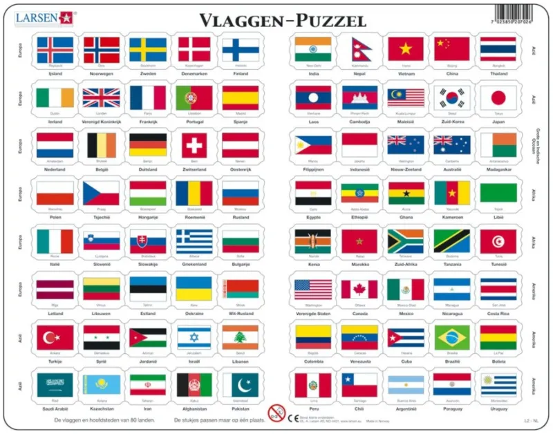 Puzzle Cadre - Vlaggen (en Hollandais)