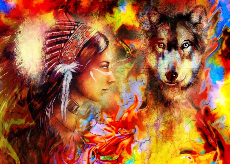La Femme Indienne et le Loup