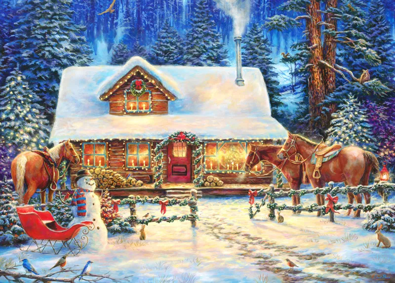 2 puzzles - Twilight Winter Village- Winter's Oasis