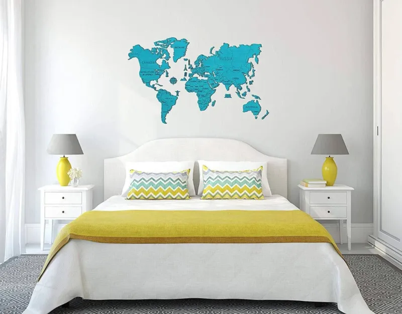 Puzzle en Bois - Carte du Monde XL (Cyan)