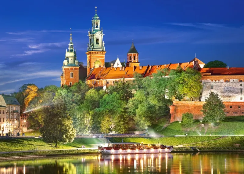 Pologne, Cracovie : Château Wawel la Nuit