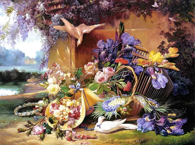 Nature Morte Élégante avec Fleurs, Eugène Bidau
