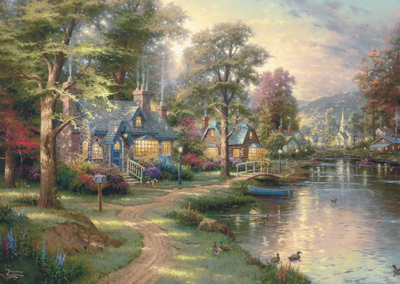 Puzzle en bois - Le Village au Bord du Lac
