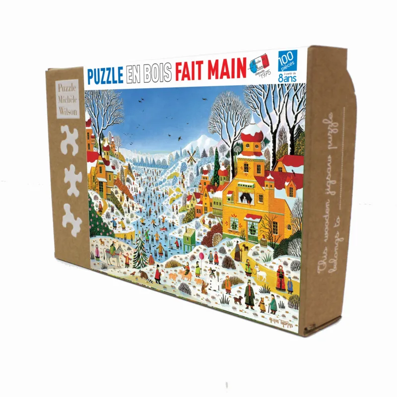 Puzzle en Bois Découpé à la Main - Thomas - Scène Hivernale Au Toucans