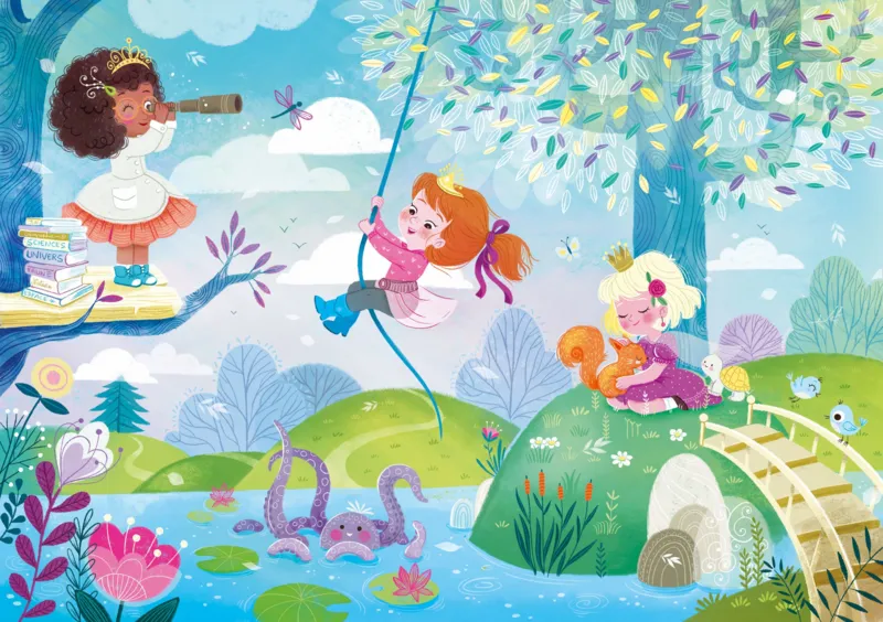 Puzzle en Bois Découpé à la Main - Princesses Modernes