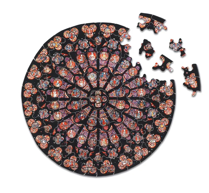 Puzzle en Bois Découpé à la Main - Rosace Notre Dame