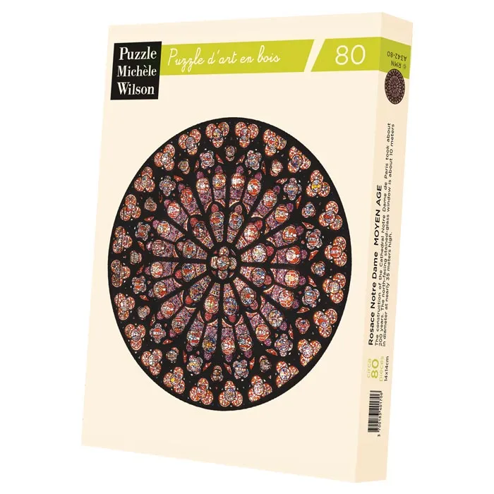Puzzle en Bois Découpé à la Main - Rosace Notre Dame