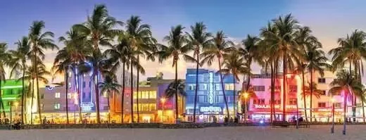Puzzle Panoramique - Lumières Nocturnes Sur Ocean Drive