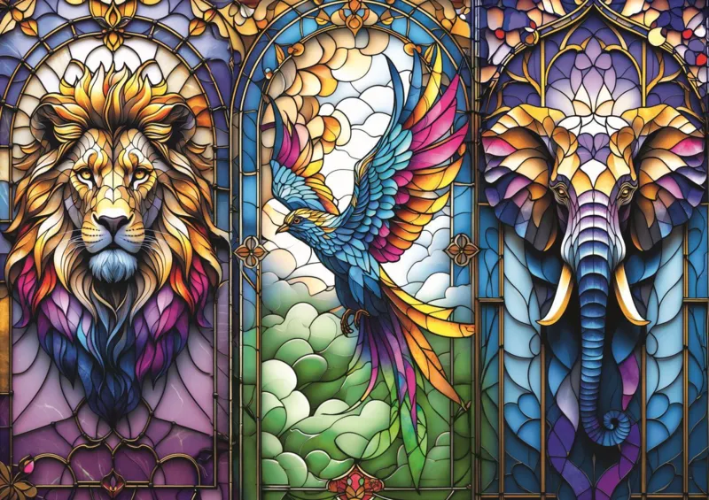 Vitrail : Animaux