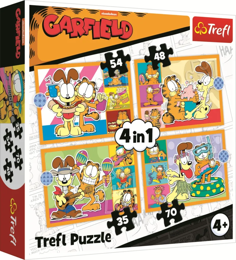 4 Puzzles - Garfield Adore Les Lasagnes