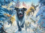 Labrador Noir dans la Neige