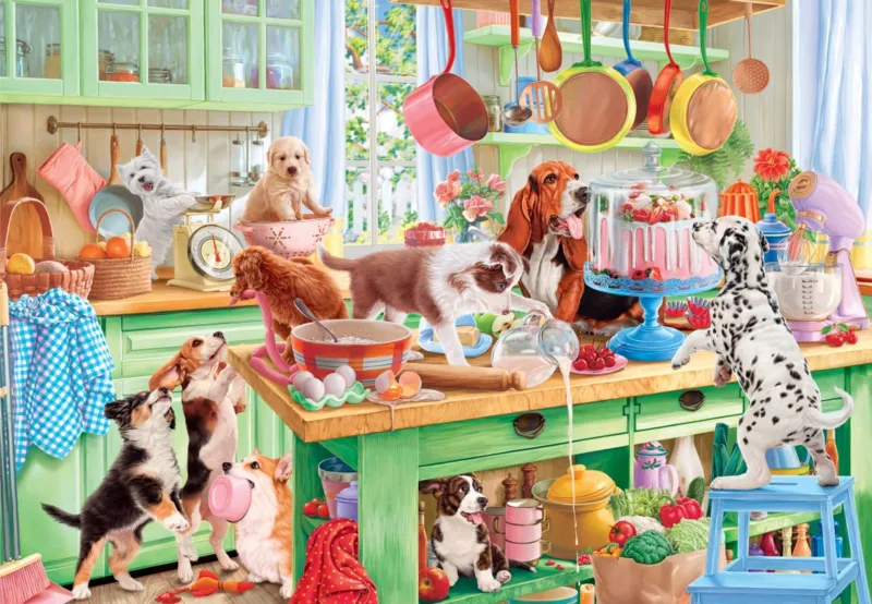 Chiens dans la Cuisine