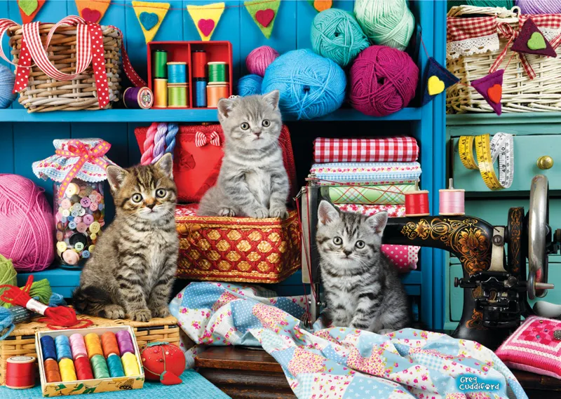 Des Chatons dans la Salle de Couture