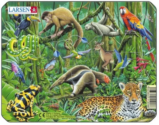 Puzzle Larsen A34 – Animaux Du Monde – 28 Pièces – Carte Colorée – Éducatif Dès 4 Ans