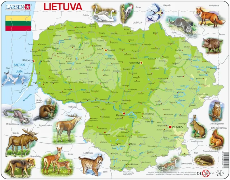 Puzzle Cadre - Carte de la Lituanie (en Lituanien)