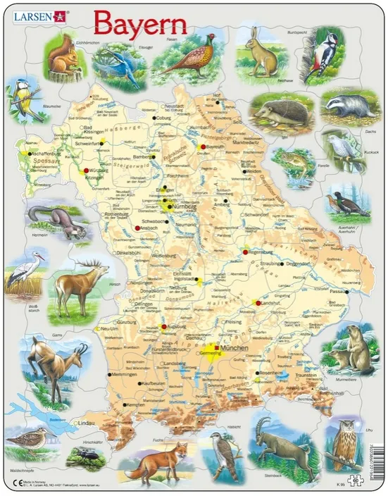 Cadre - Carte de l'Europe en Allemand - Larsen - 37 pièce