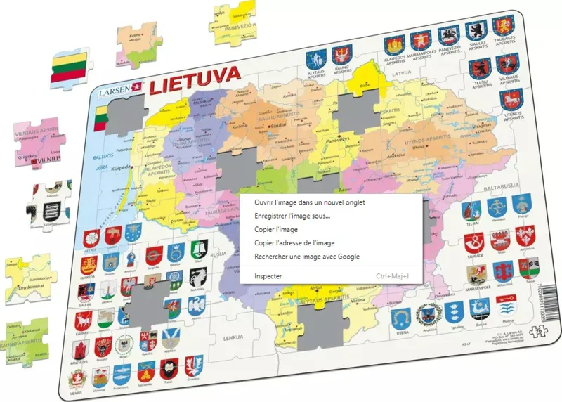 Puzzle Cadre - Carte de la Lituanie (en Lituanien)