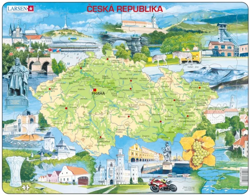 Puzzle Cadre - Carte de la République Tchèque (en Tchèque)
