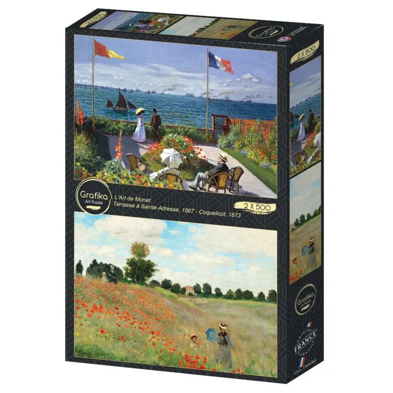 2 Puzzles - L'Art de Monet : Terrasse à Sainte-Adresse, 1867 - Coquelicot, 1873