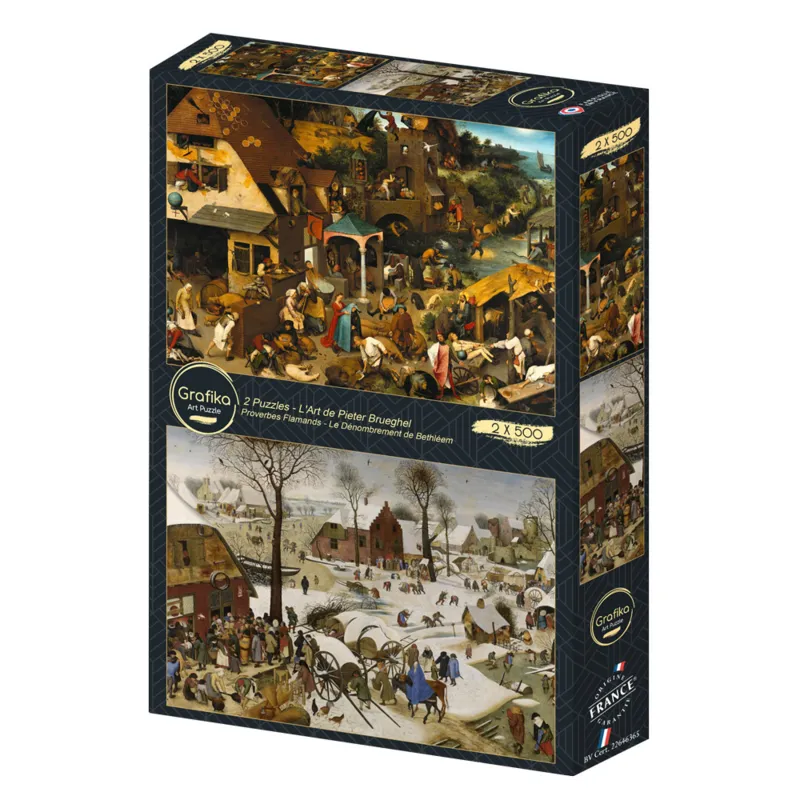 2 Puzzles - L'Art de Pieter Brueghel : Proverbes Flamands - Le Dénombrement de Bethléem