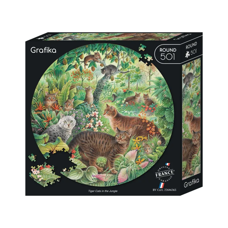 Puzzle Rond - Tiger Cats in the Jungle