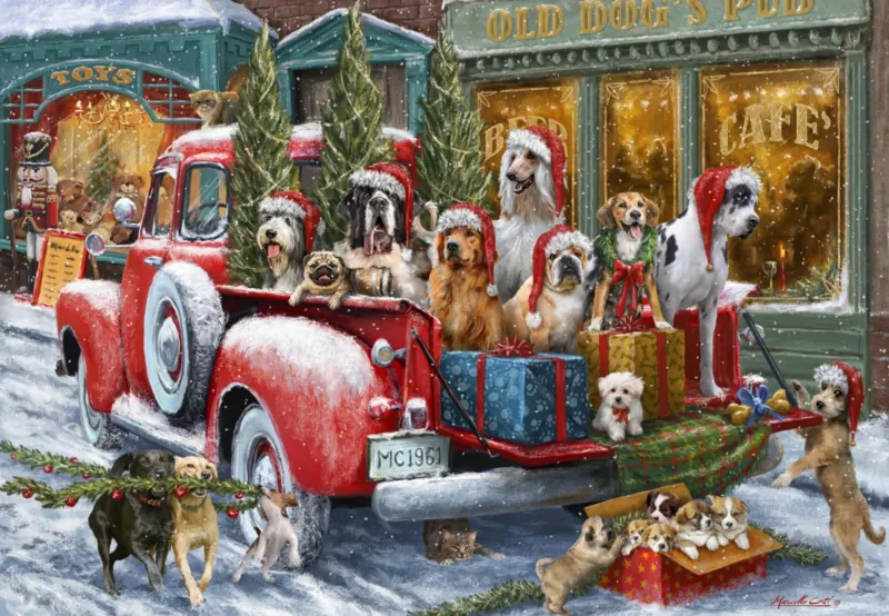 Dogs on Truck