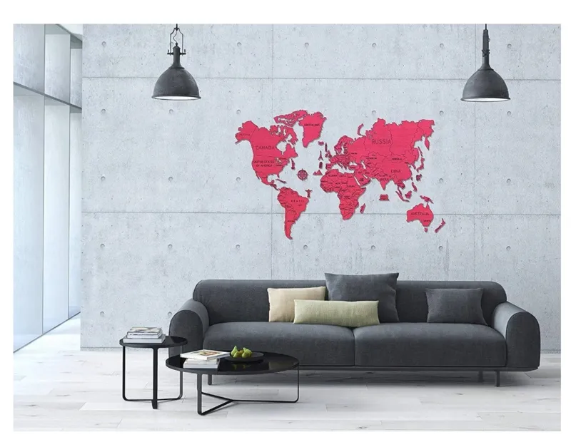 Puzzle en Bois - Carte du Monde XXL (Corail)