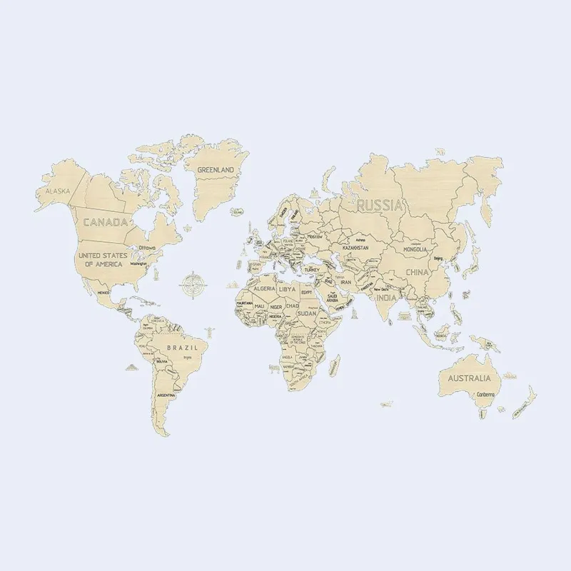 Puzzle en Bois - Carte du Monde XL