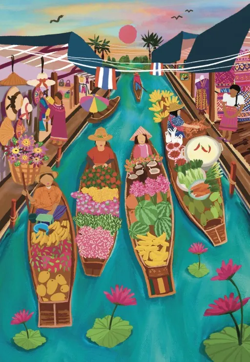 Marché Flottant en Thaïlande