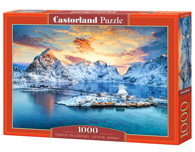 Lever de Soleil sur Sakrisoy, Lofoten, Norvège