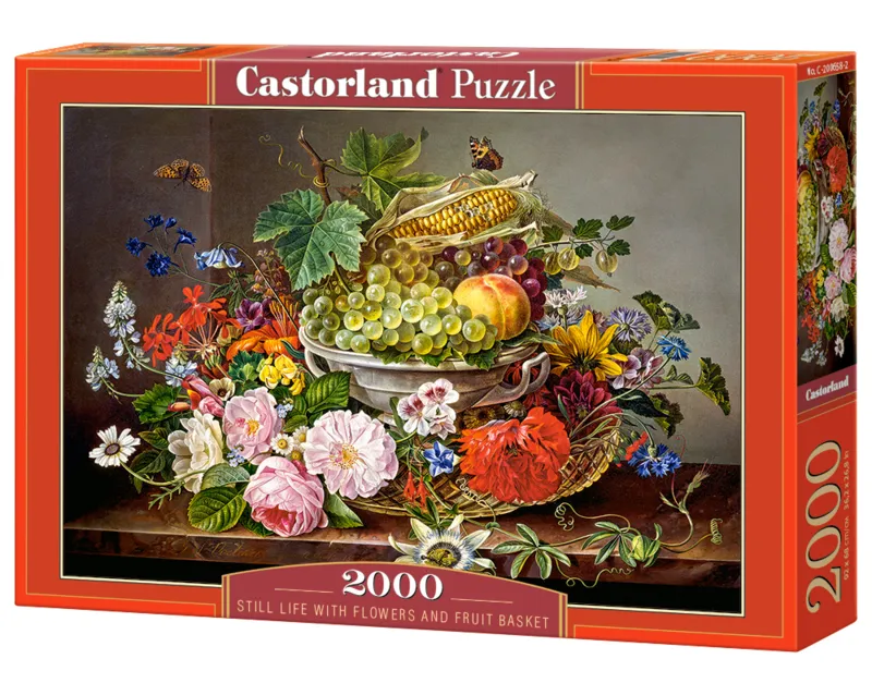 Nature Morte avec Fleurs et Corbeille de Fruits