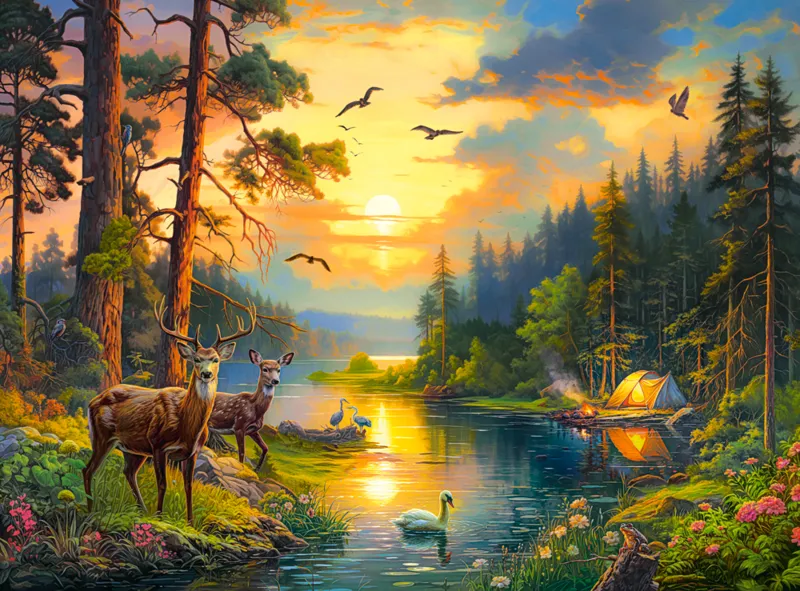 Coucher de Soleil sur la Rivière de la Forêt
