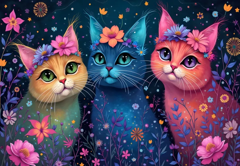 Trio de Chats Rêveurs