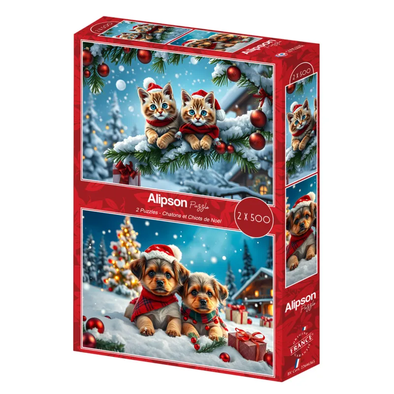2 Puzzles - Chatons et Chiots de Noël
