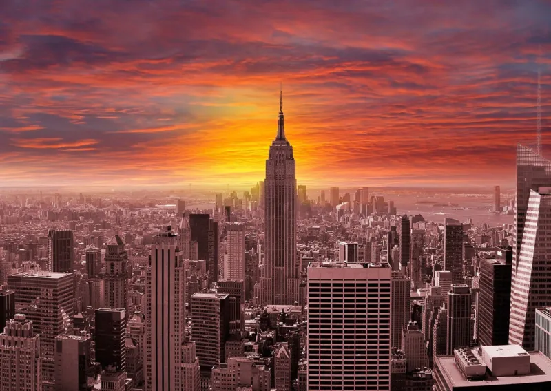 Sunset Over New York Skyline