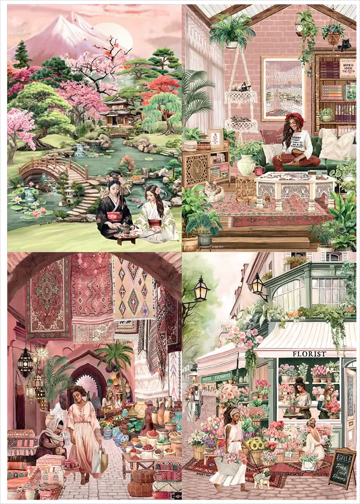 4 Puzzles - Sarah Reyes - The Florist - My Puzzle Room - Marrakech - Tea Garden