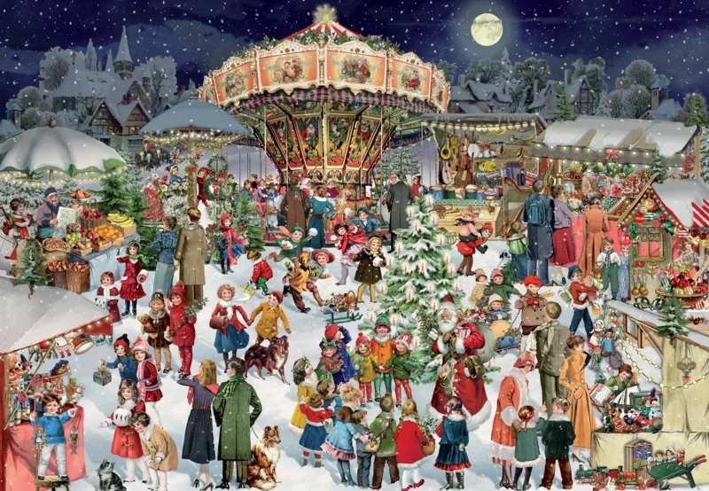 Calendrier de l'Avent Puzzle - Marché de Noël Nostalgique