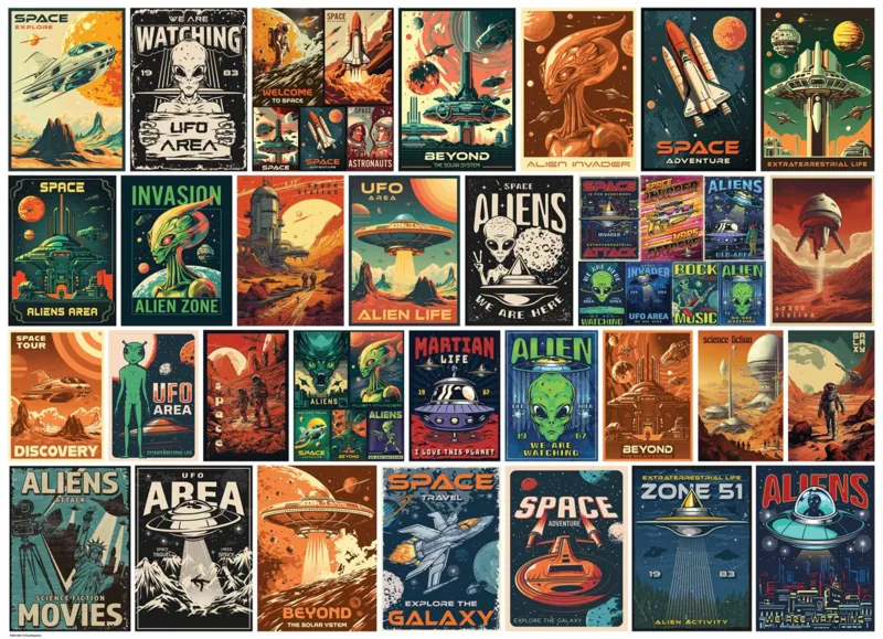 Affches Retro d'Extraterrestres
