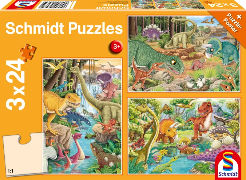 3 Puzzles - Les Dinosaures s'Amusent