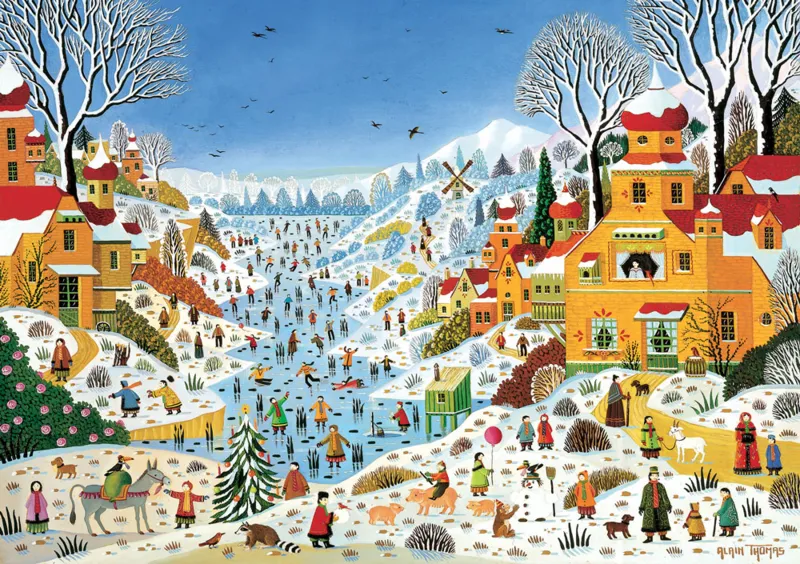 Puzzle en Bois Découpé à la Main - Thomas - Scène Hivernale Au Toucans