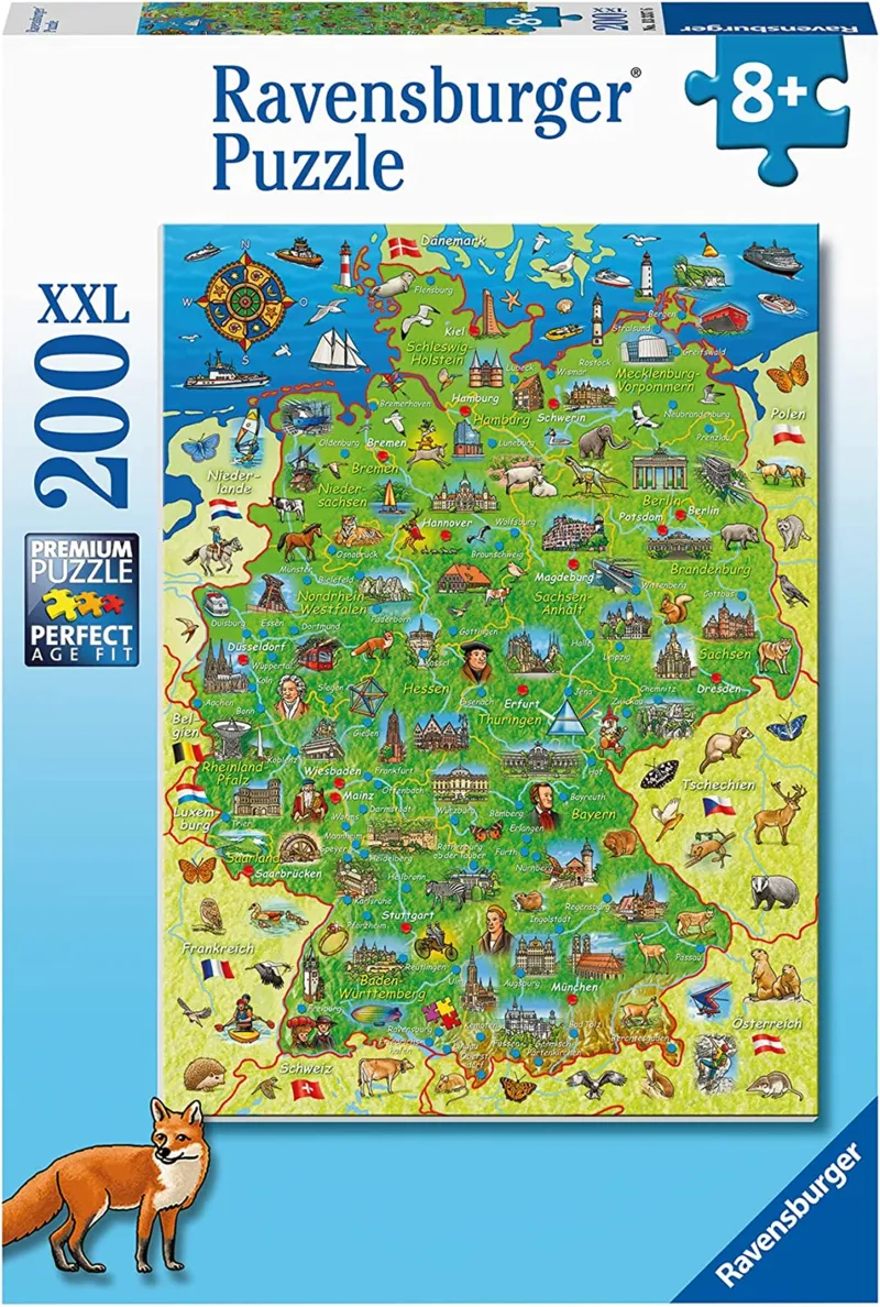 Pièces XXL - Carte de l'Allemagne Colorée