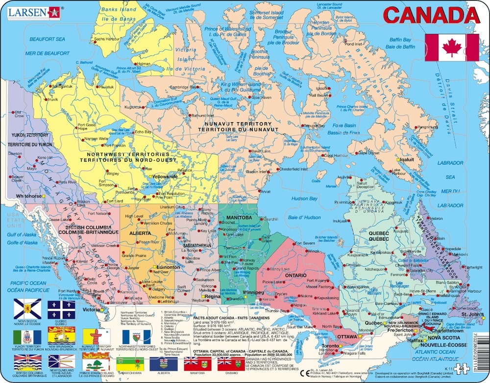 Puzzle Larsen Carte Physique France – 60 Pièces, Cadre Permanent, Animaux, Noms De Villes, éducatif