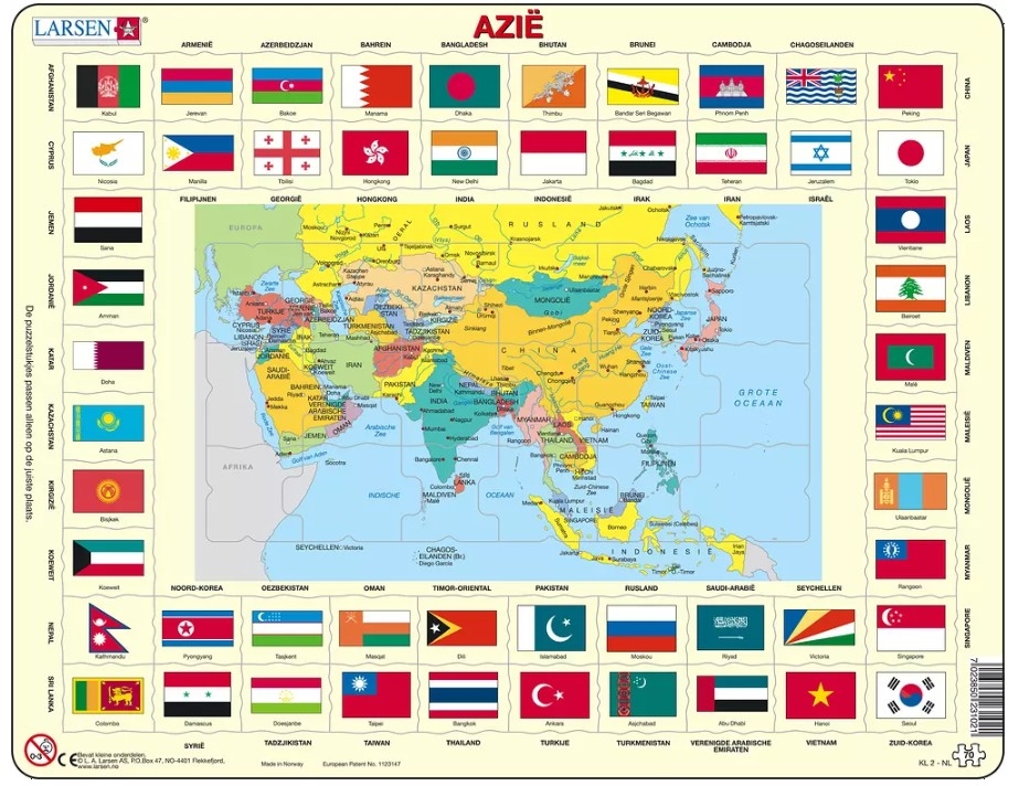 Cadre - Carte de l'Asie (en Anglais) Larsen-K44-GB 70 pièces Cadre - Carte de l'Asie (en Anglais) Larsen-K44-GB 70 pièces