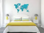 Puzzle en Bois - Carte du Monde XXL (Cyan)