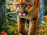 Lion des Montagnes dans la Forêt