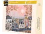Puzzle en Bois Découpé à la Main - Ciel Rose En Hiver